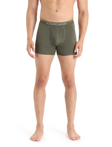 Pánské Spodní Prádlo Icebreaker Merino Anatomica Boxers With Fly Olivy Zelené | CZ 1642SGLO